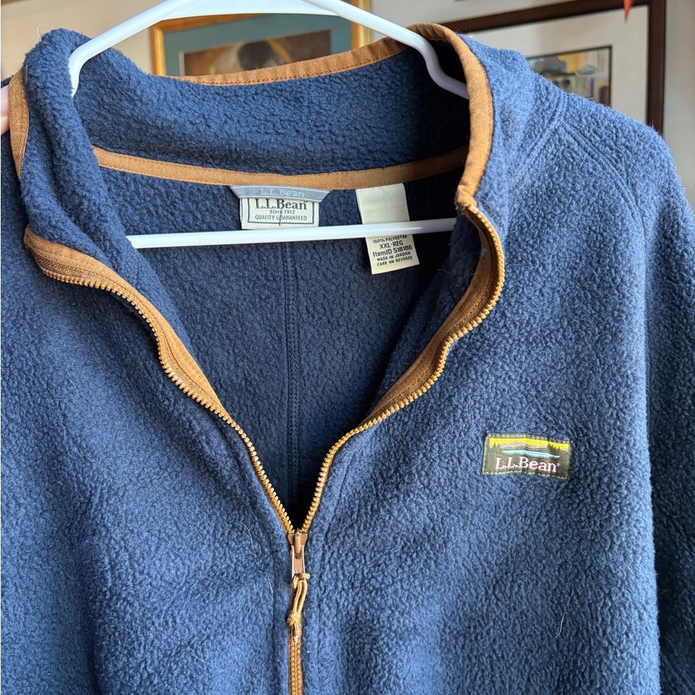 L.L. Bean Navy Fleece with Tan Accents